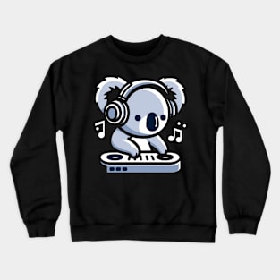 Cute koala with headphones listening to dj music, kawaii koala Crewneck Sweatshirt